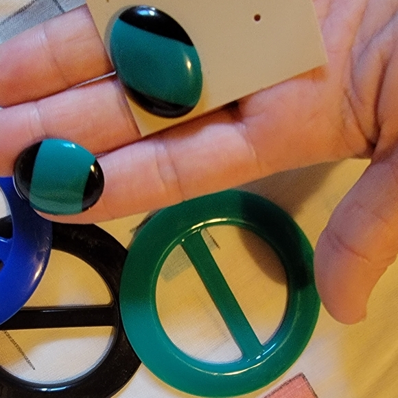 NOS VTG 1980s Earrings & Tshirt Clip - Picture 2 of 15